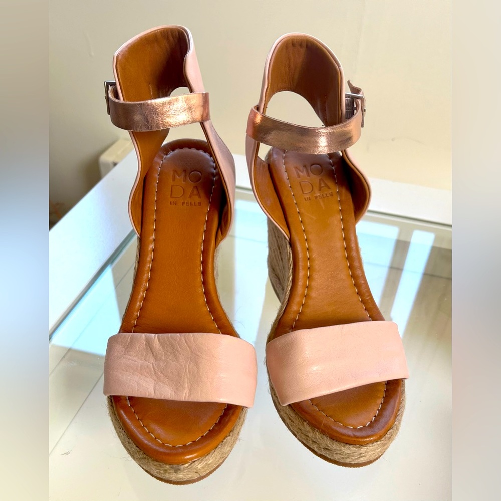 Pelle Moda Leather Espadrille Wedge Sandal